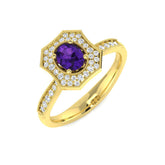 Amethyst & Diamond Art-Deco Ring